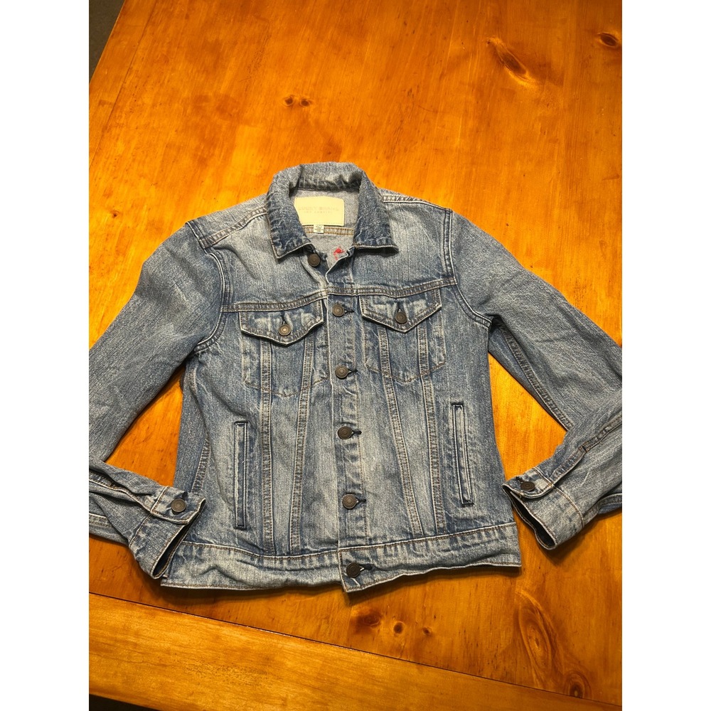 Lucky Brand City of Angels Denim Jacket Womens Small Blue Light Wash Rose Patch - Picture 10 of 13